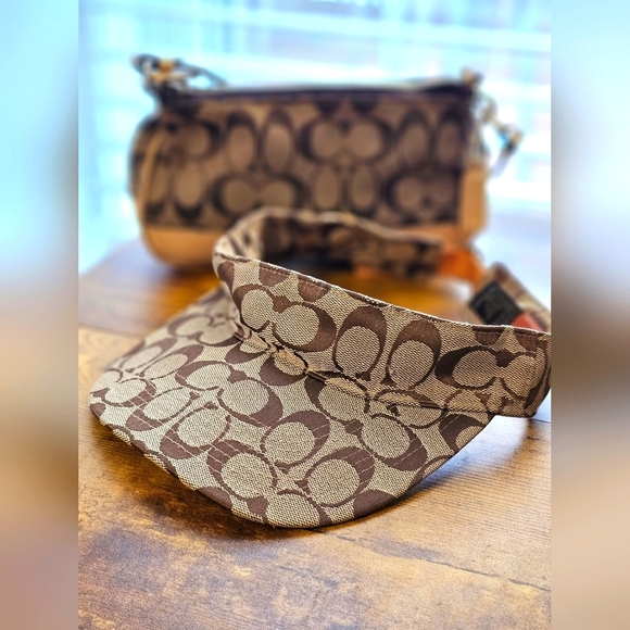 Coach Accessories - Vintage Coach Signature Demi Pouch with Coach Signature Visor Cap with Leather